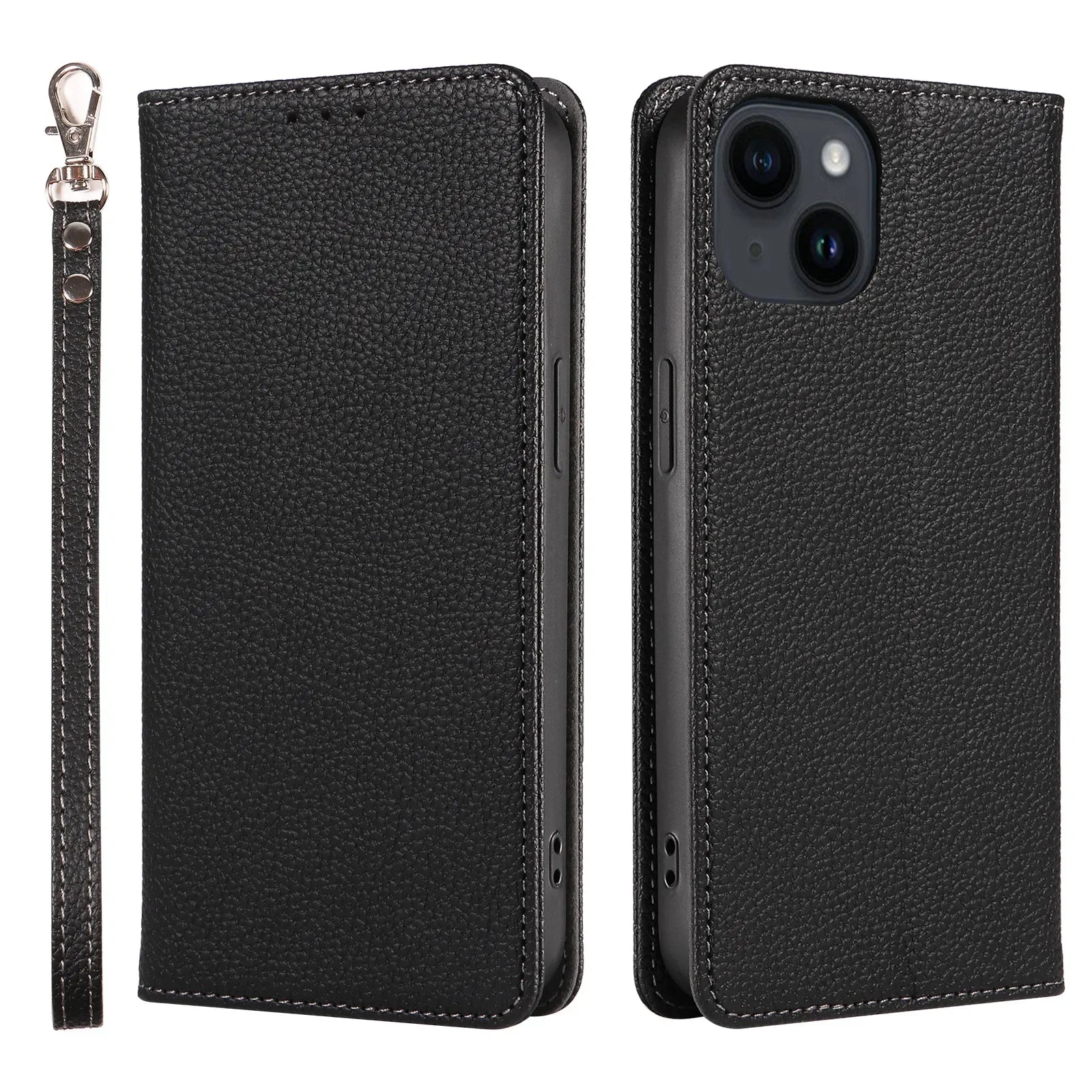 Flip Wrist Strap Card Slot Holder Leather Case for iPhone