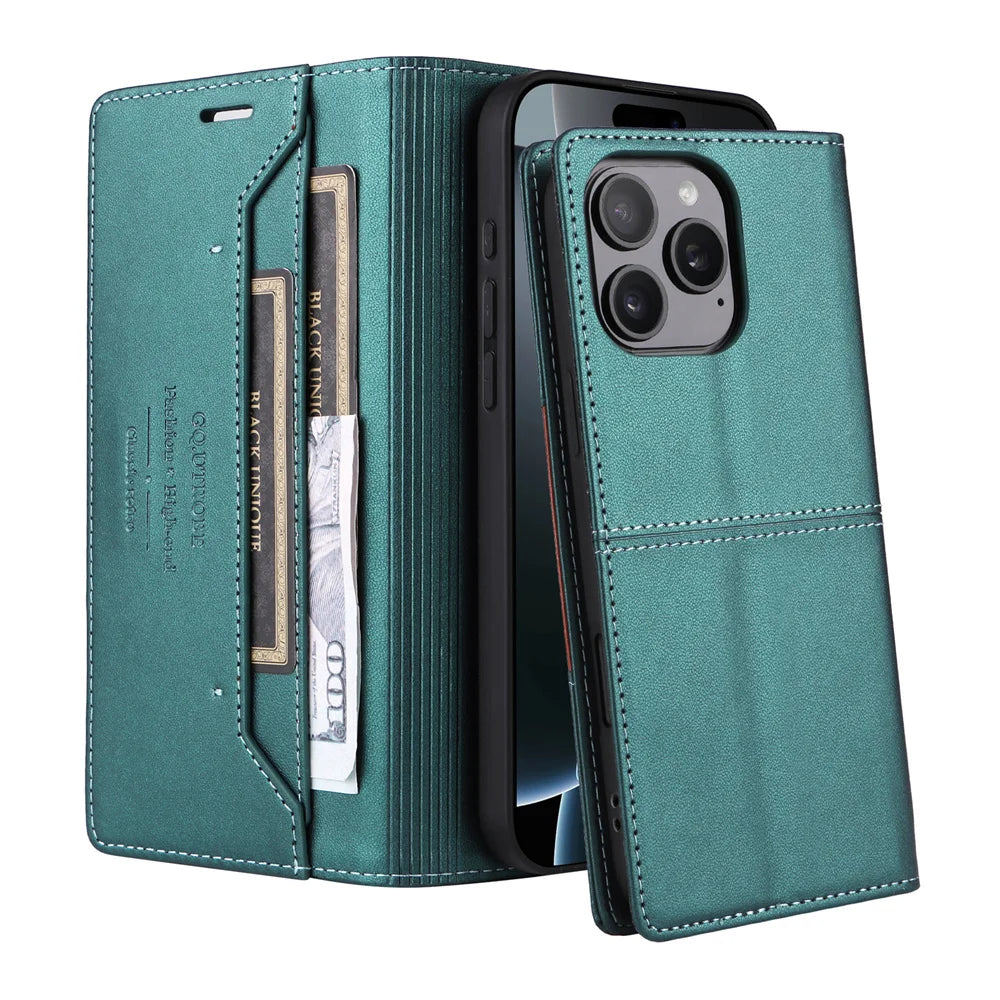 Flip Wallet with Card Holder Leather Case for IPhone