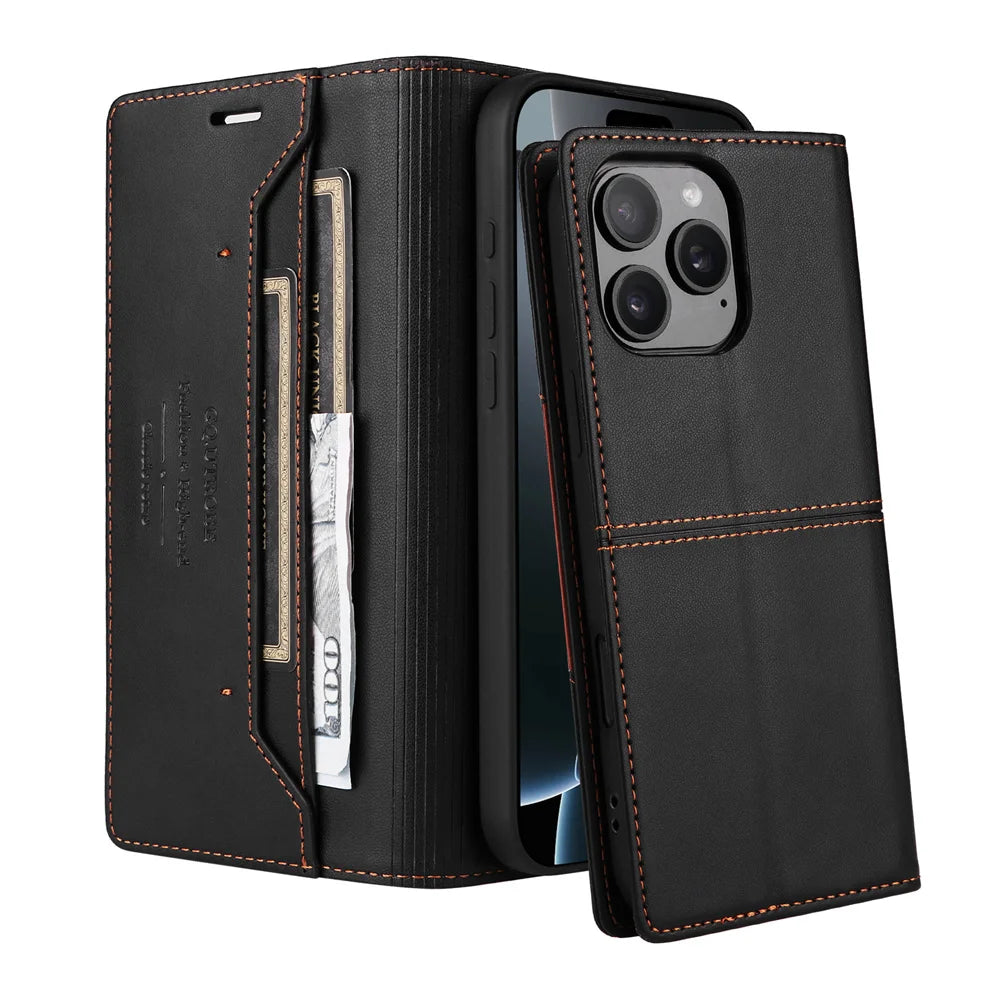 Flip Wallet with Card Holder Leather Case for IPhone