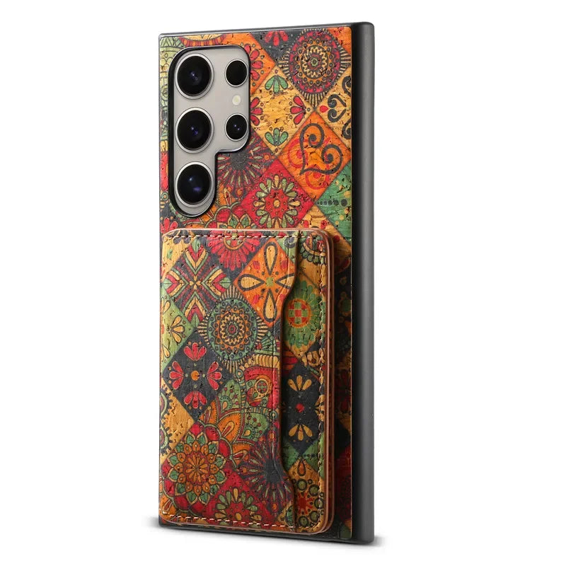 Flower Figure Leather Magnetic Wallet Case For Samsung