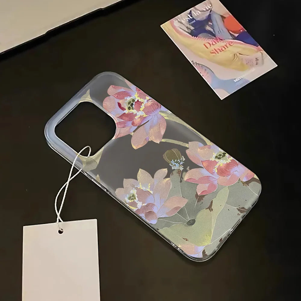 Slim Translucent Flowers Case For iPhone
