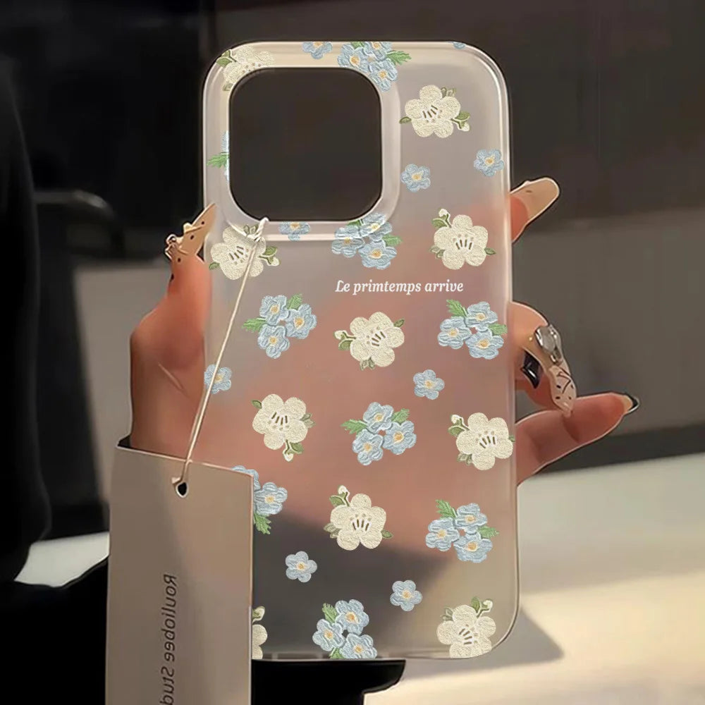 Slim Translucent Flowers Case For iPhone