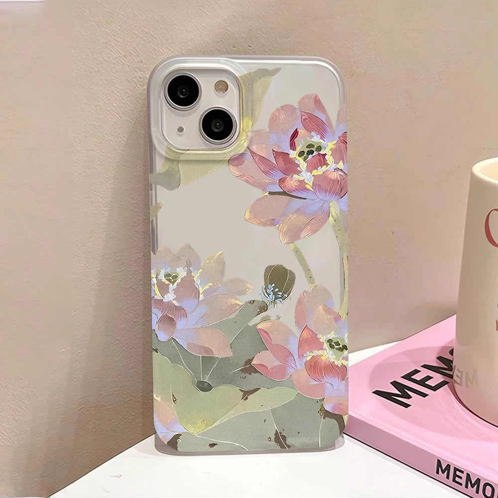Slim Translucent Flowers Case For iPhone