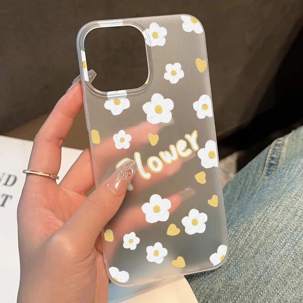 Slim Translucent Flowers Case For iPhone