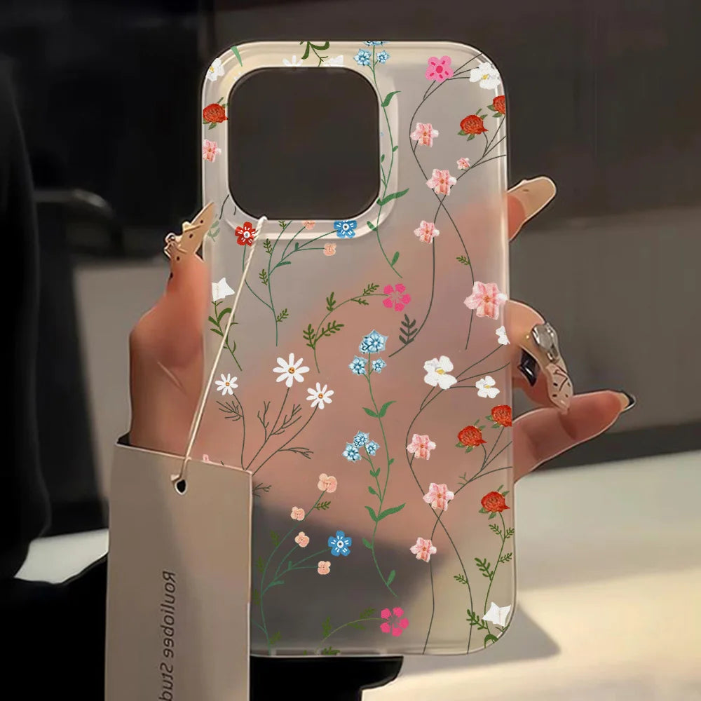 Slim Translucent Flowers Case For iPhone