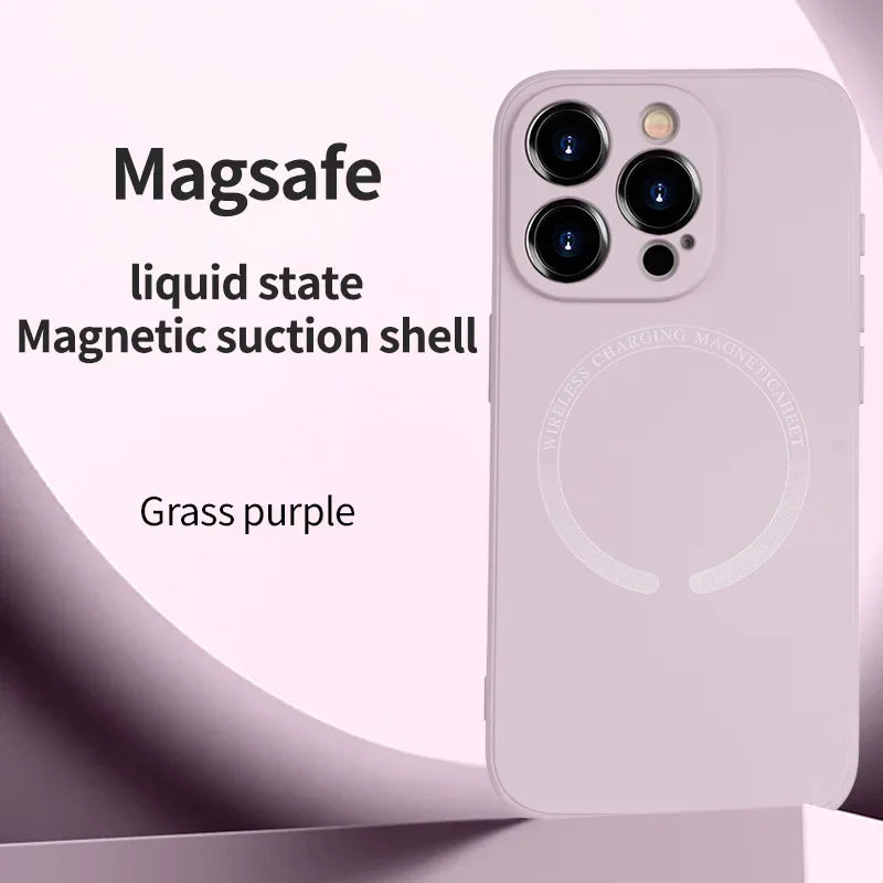 Magsafe Magnetic Liquid Silicone Shockproof Case For iphone
