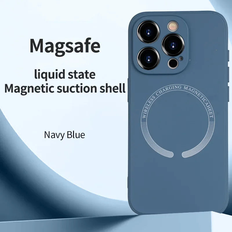 Magsafe Magnetic Liquid Silicone Shockproof Case For iphone