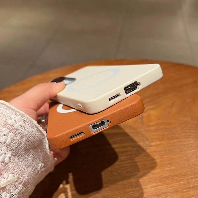 Magsafe Magnetic Leather Texture Case For Samsung