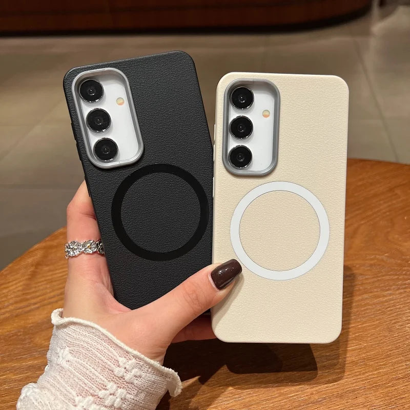 Magsafe Magnetic Leather Texture Case For Samsung