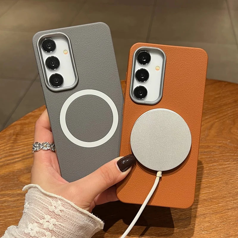 Magsafe Magnetic Leather Texture Case For Samsung