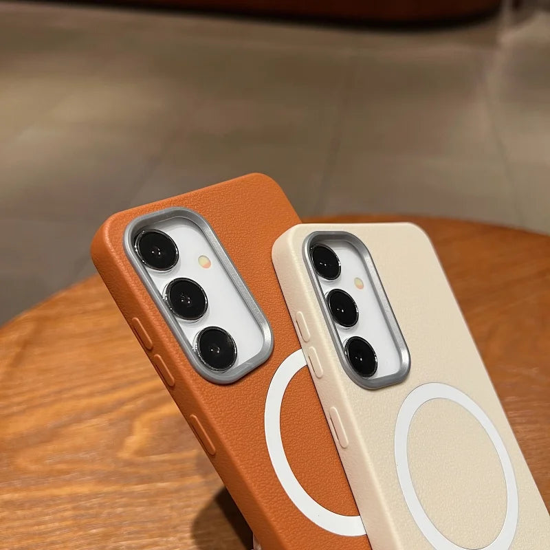 Magsafe Magnetic Leather Texture Case For Samsung