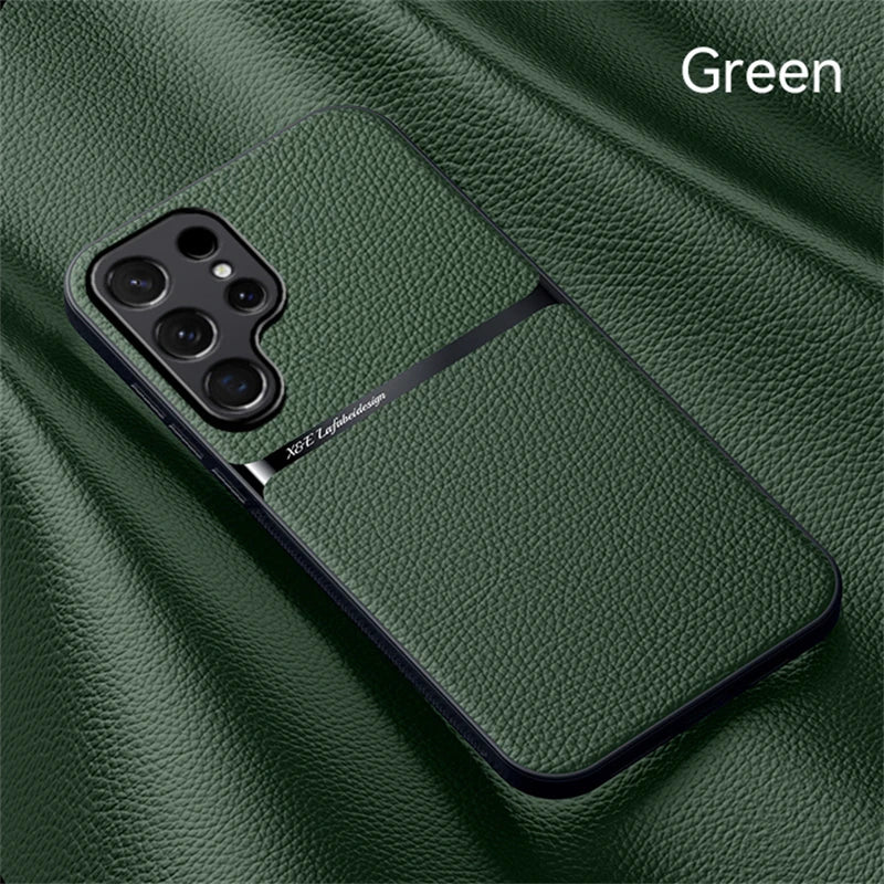 Magsafe Magnetic Car Holder leather Case For Samsung