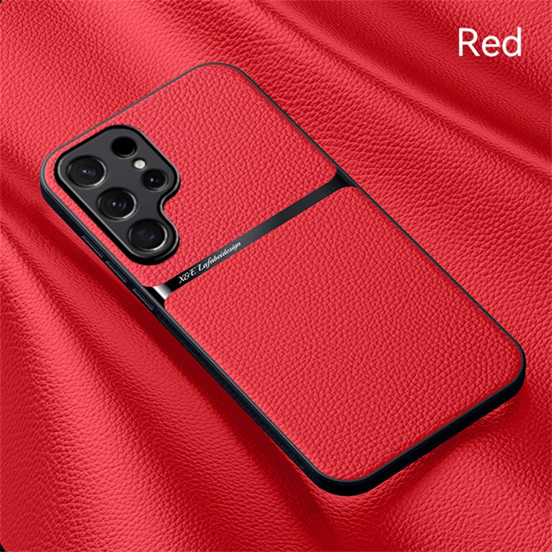 Magsafe Magnetic Car Holder leather Case For Samsung