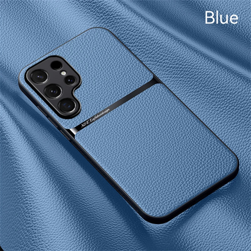 Magsafe Magnetic Car Holder leather Case For Samsung