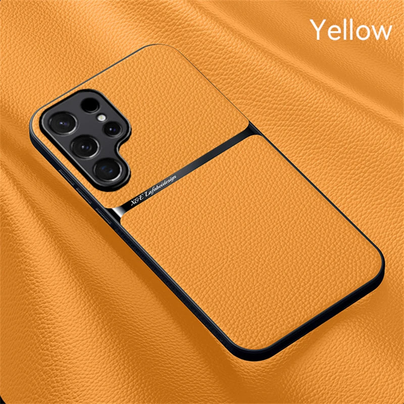 Magsafe Magnetic Car Holder leather Case For Samsung