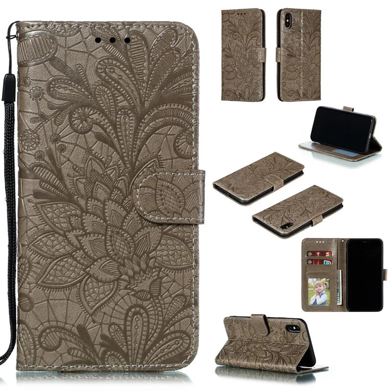 Stylish Embossed Leather Wallet Case For iphone