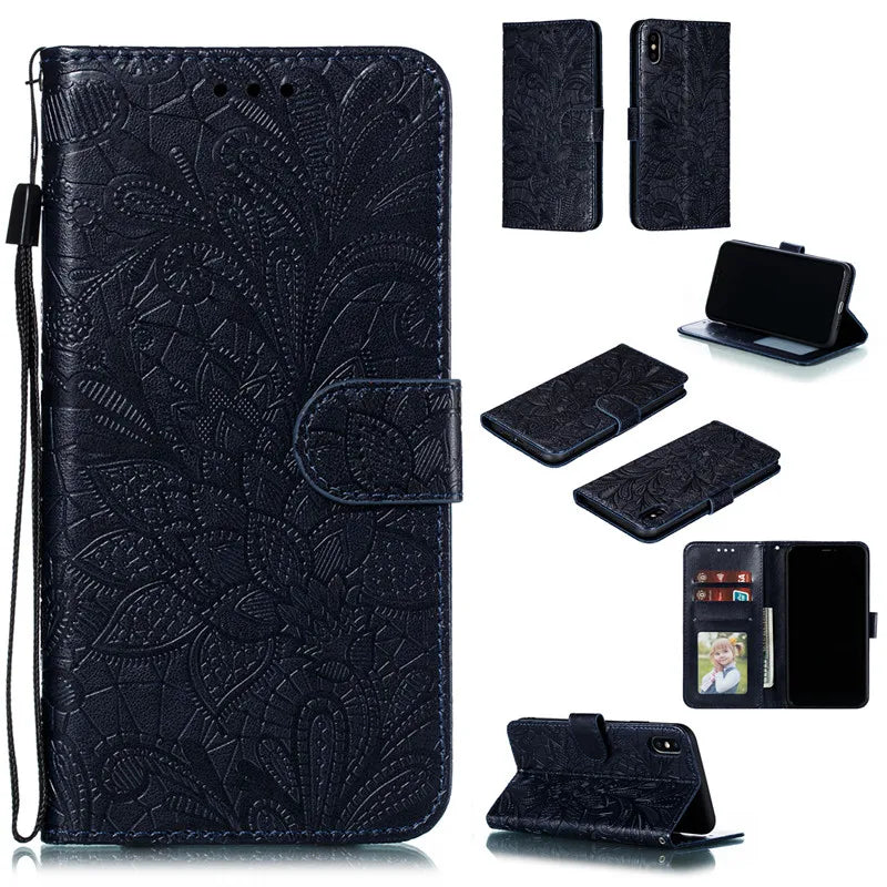 Stylish Embossed Leather Wallet Case For iphone