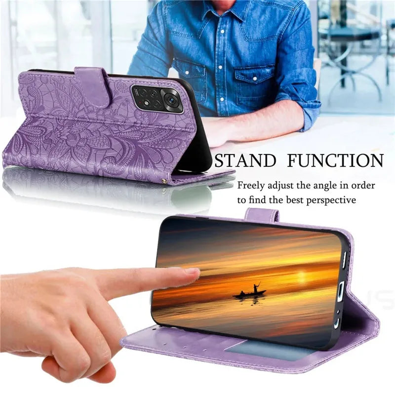 Stylish Embossed Leather Wallet Case For iphone