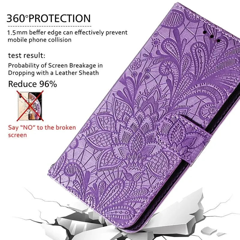 Stylish Embossed Leather Wallet Case For iphone