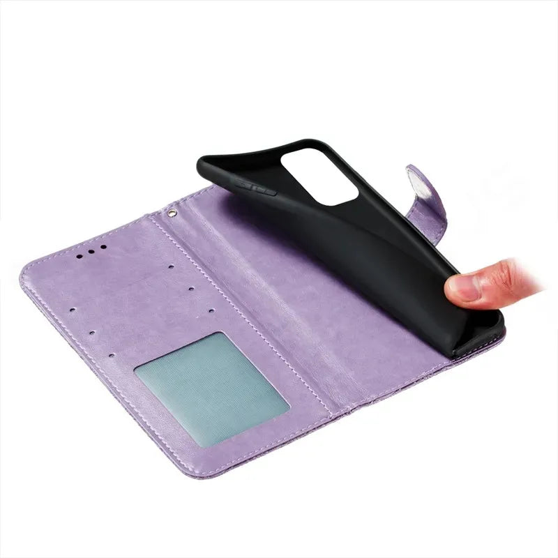 Stylish Embossed Leather Wallet Case For iphone