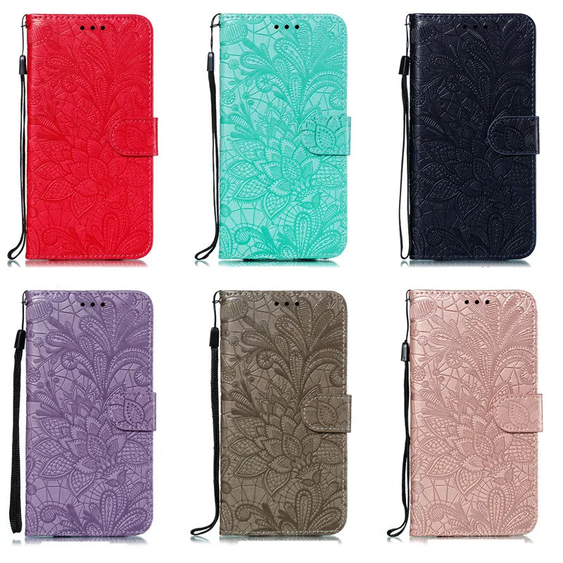 Stylish Embossed Leather Wallet Case For iphone