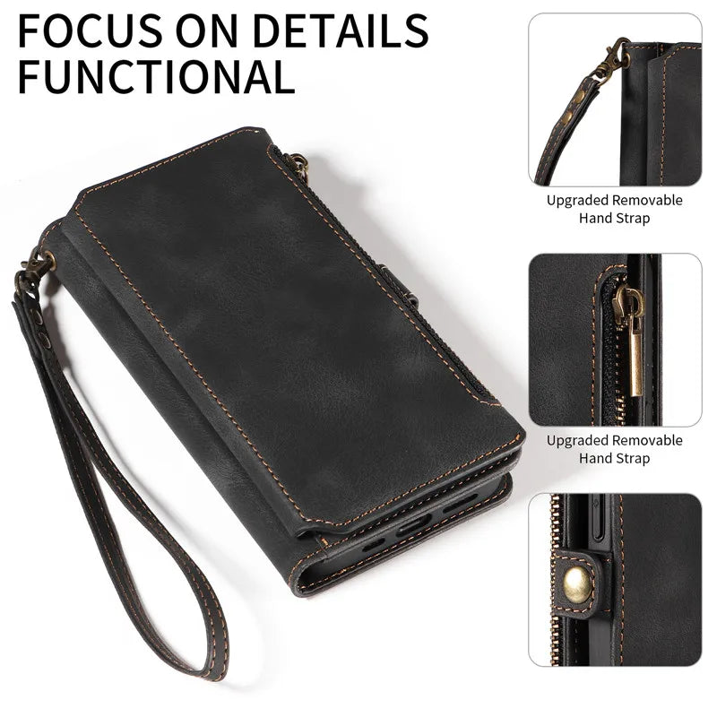 Luxury Leather Flip Wallet  Card Holder Cover For iPhone