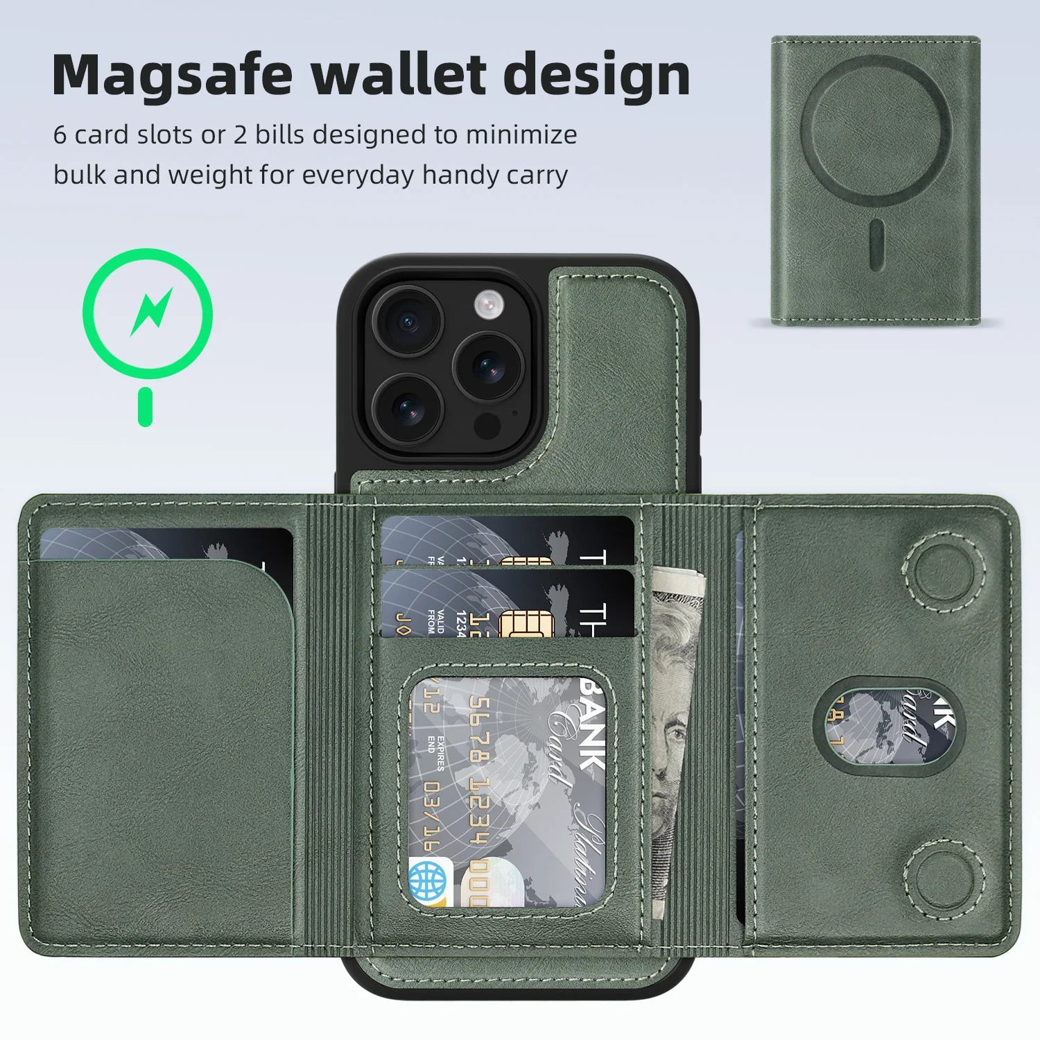 Magsafe Magnetic Multifunctional Card Holder Leather Case For iphone