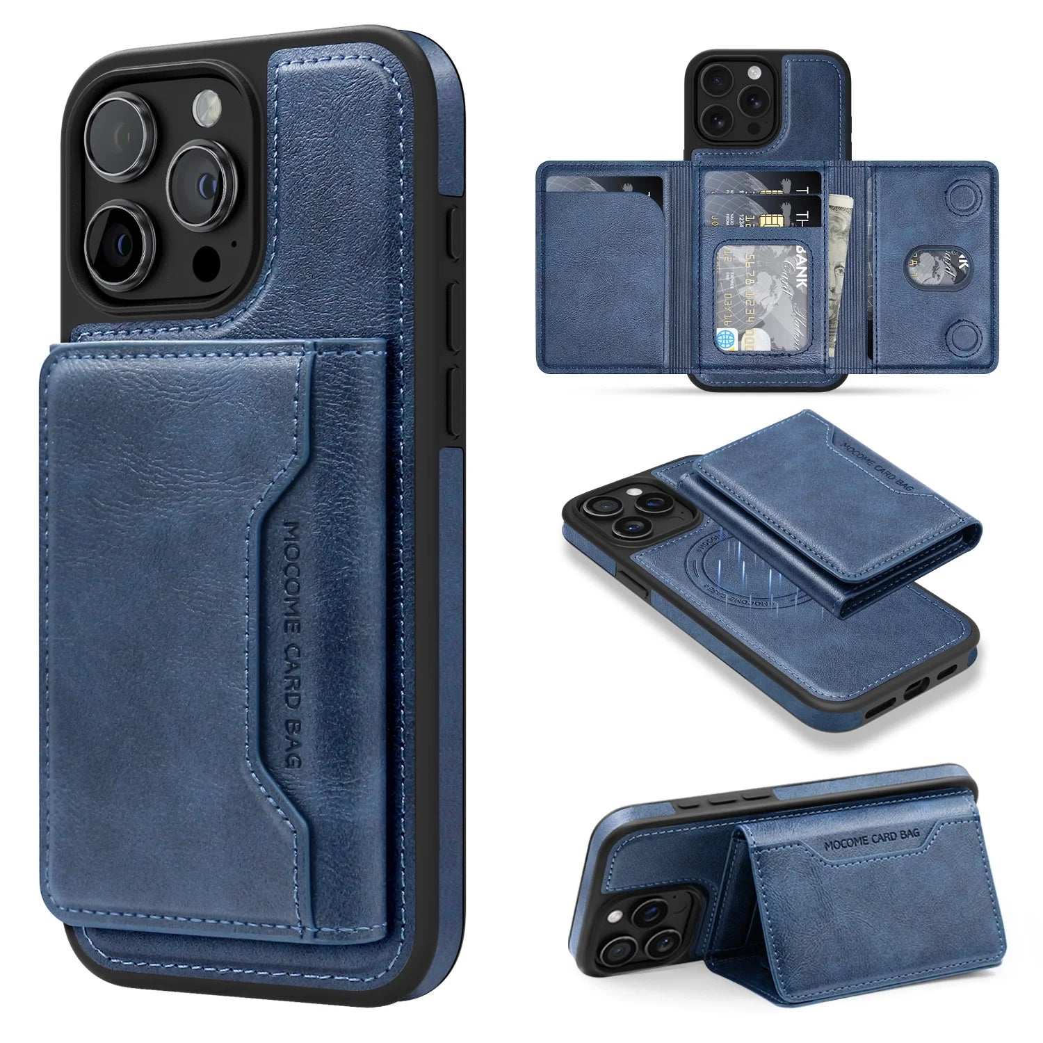 Magsafe Magnetic Multifunctional Card Holder Leather Case For iphone