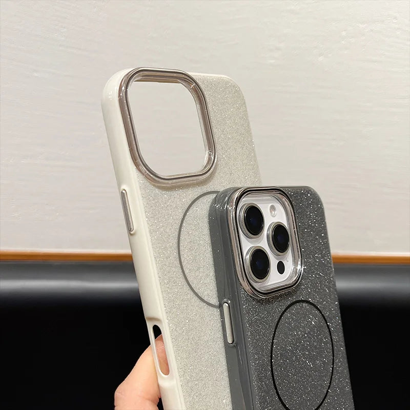 MagSafe Glitter Solid Color  Non-slip Hard Case For iPhone