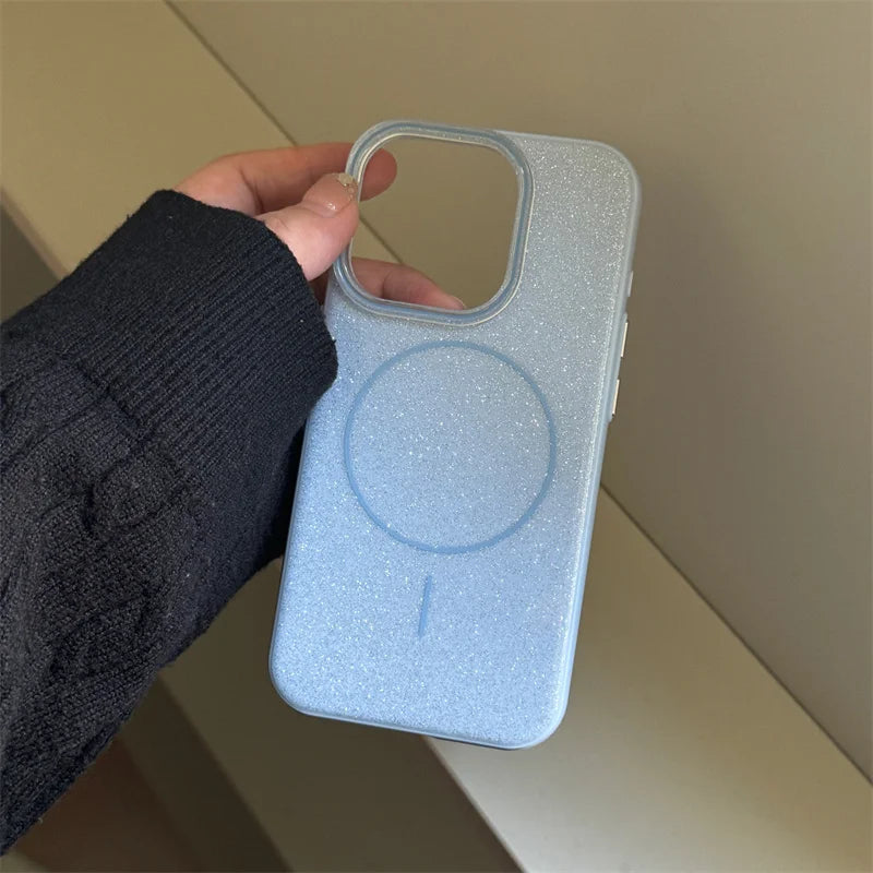 MagSafe Glitter Solid Color  Non-slip Hard Case For iPhone
