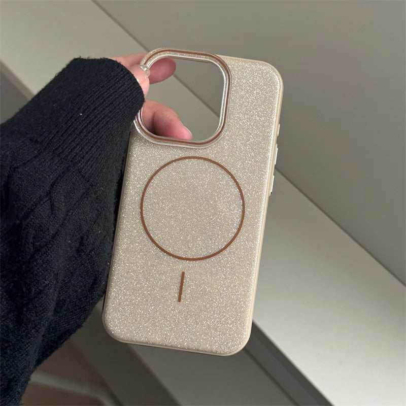 MagSafe Glitter Solid Color  Non-slip Hard Case For iPhone