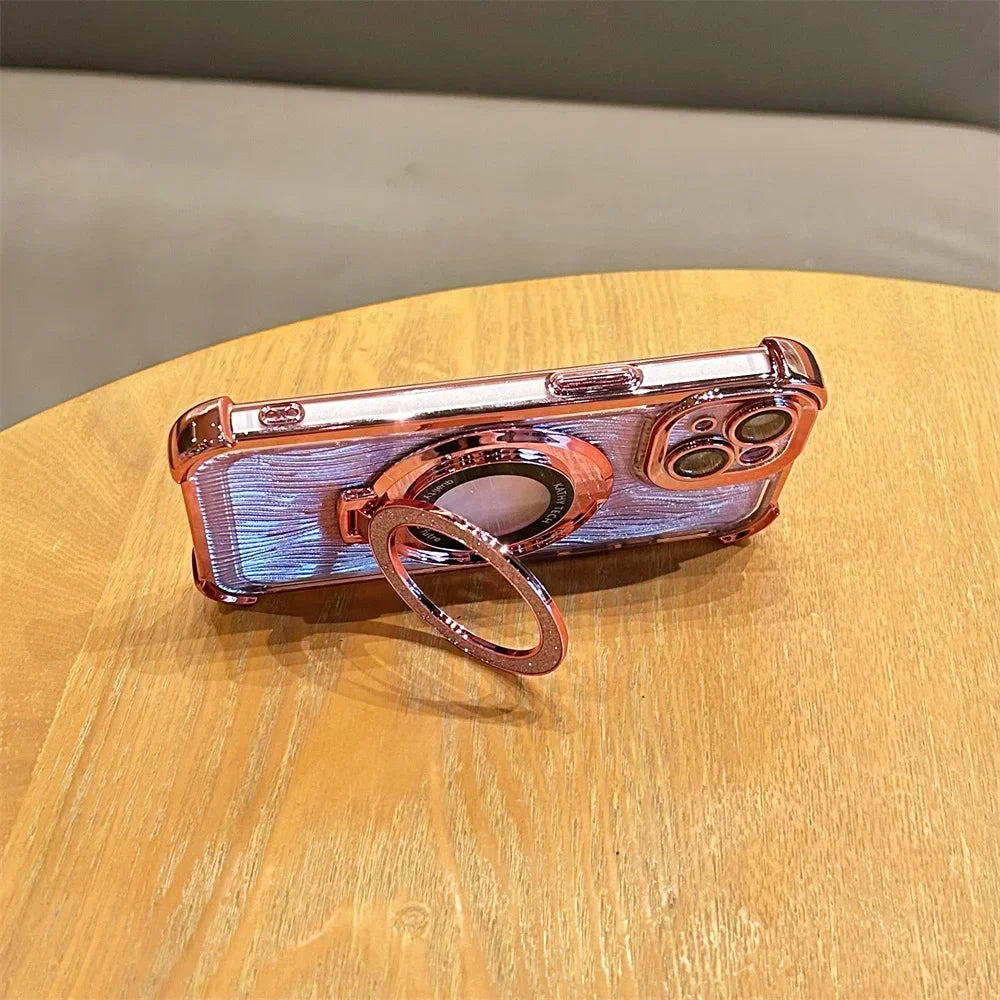 Magsafe Glitter Water Ripple Folding Holder Case For iPhone