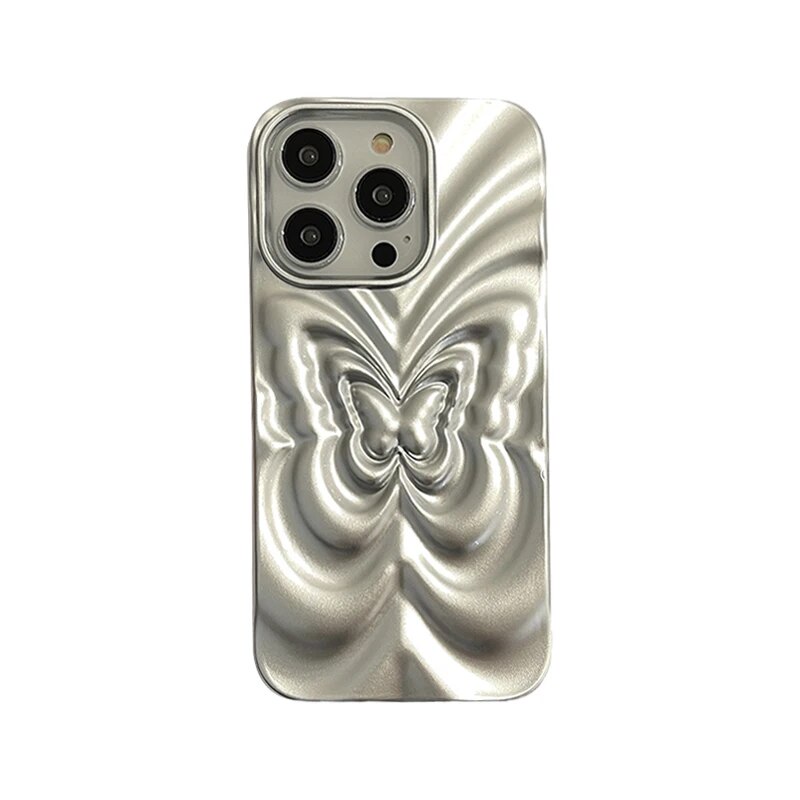 Ins 3D Fold Butterfly Glossy Case For iPhone