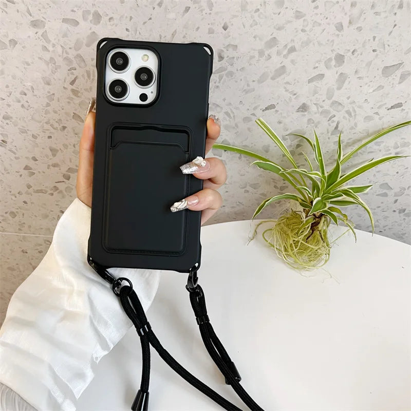 Lanyard Shockproof Card Holder Case For iPhone