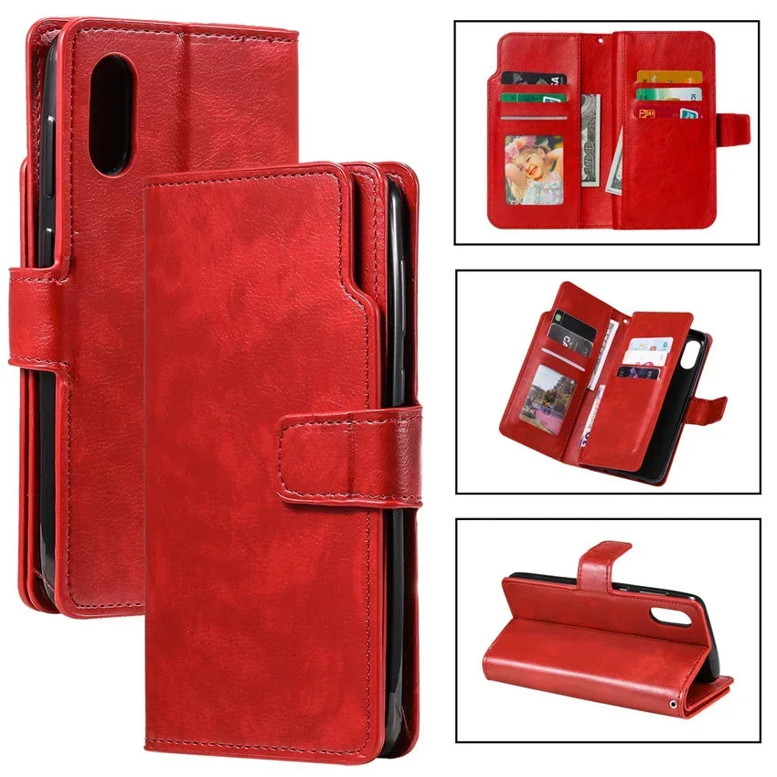 Leather Nine Cards Wallet Case For Samsung