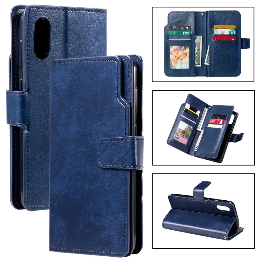 Leather Nine Cards Wallet Case For Samsung