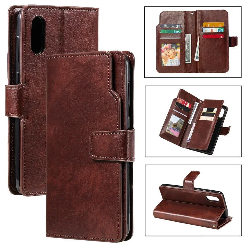 Leather Nine Cards Wallet Case For Samsung