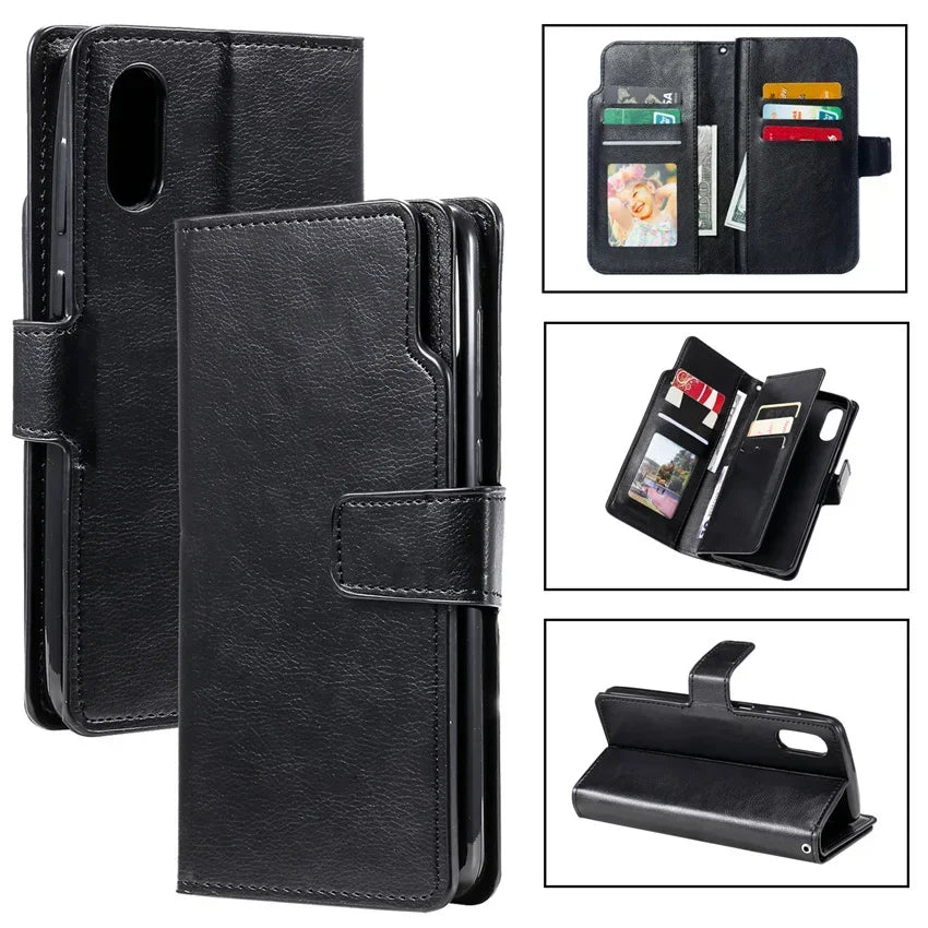 Leather Nine Cards Wallet Case For Samsung