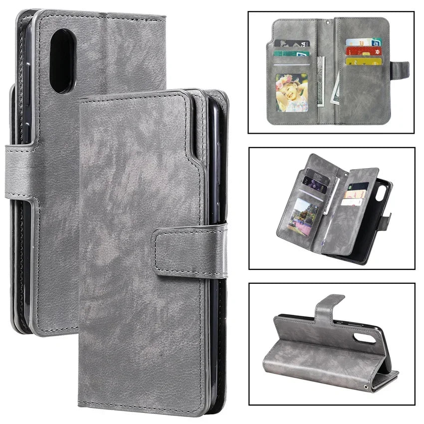 Leather Nine Cards Wallet Case For Samsung