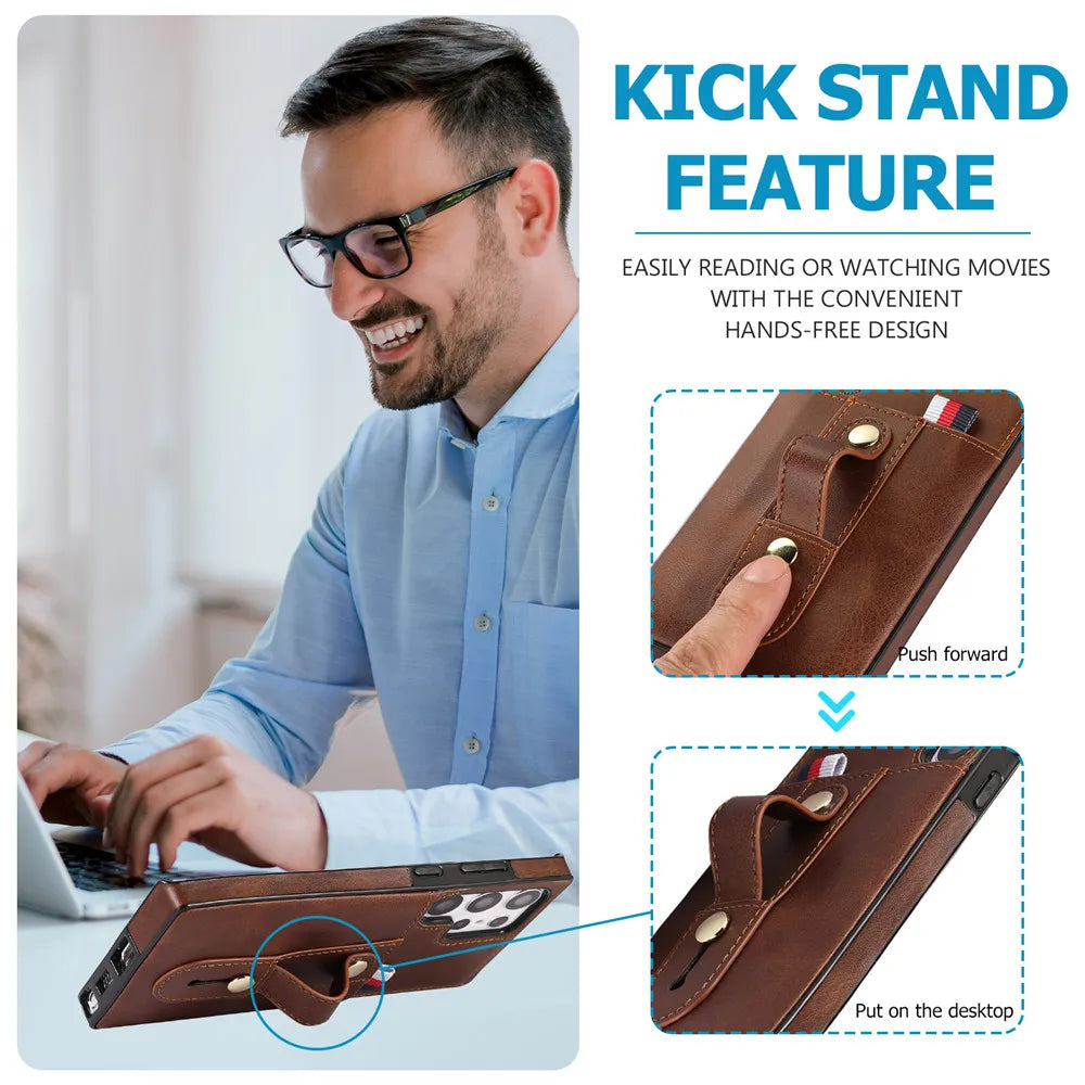 Luxury Leather Wallet Card Slots Magnetic ShockCase For Samsung