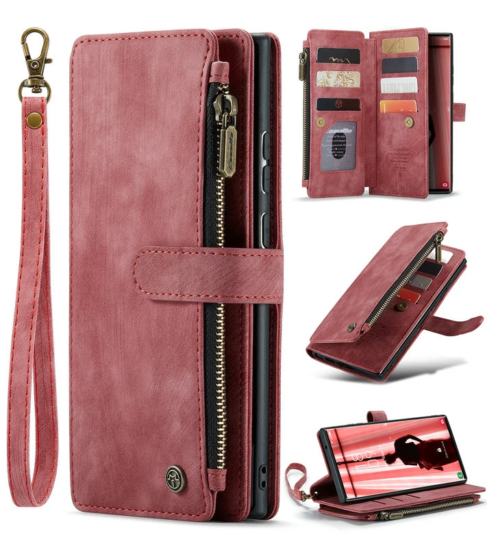Lanyard Wristlet Luxury Wallet Leather  Case for Samsung