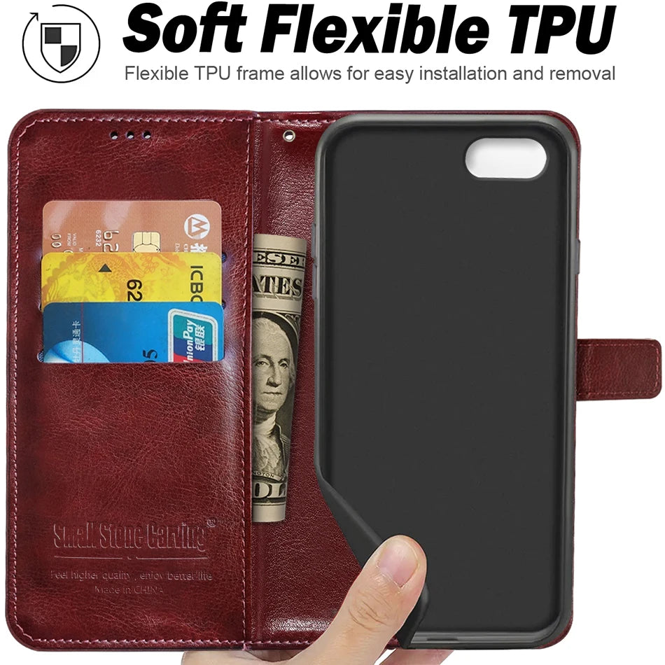 Leather Wallet  Flip Card Slot  Case For iPhone
