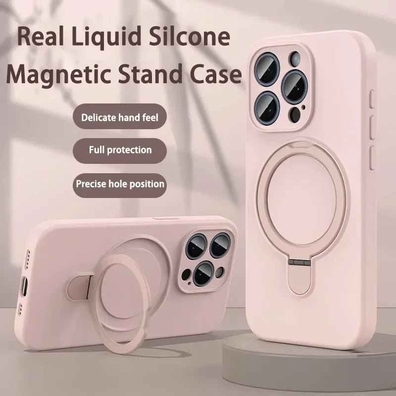 Liquid Silicone Magsafe Wireless Charging Invisible Holder  Case For iPhone