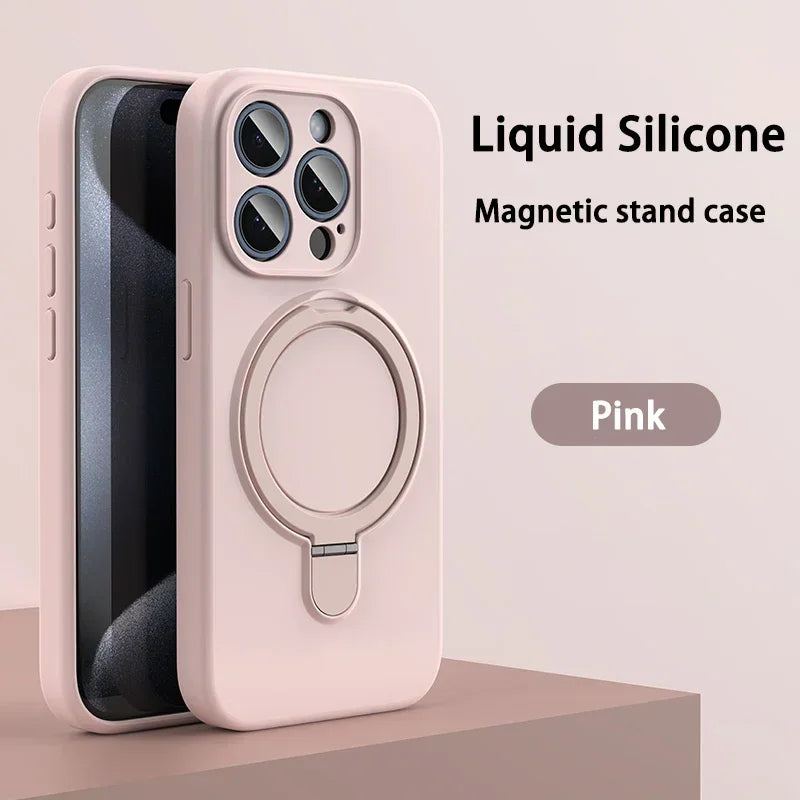 Liquid Silicone Magsafe Wireless Charging Invisible Holder  Case For iPhone