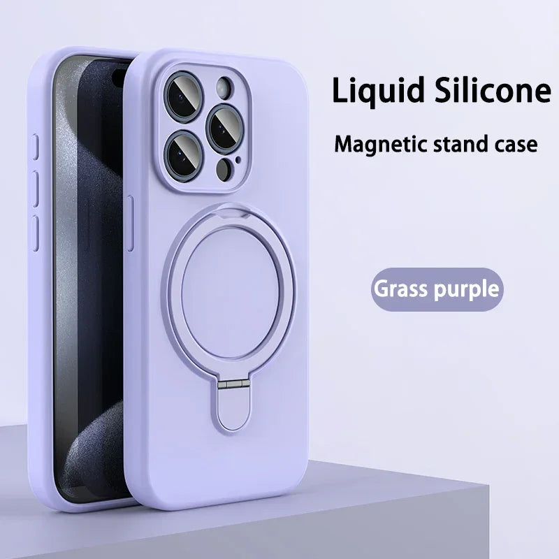 Liquid Silicone Magsafe Wireless Charging Invisible Holder  Case For iPhone