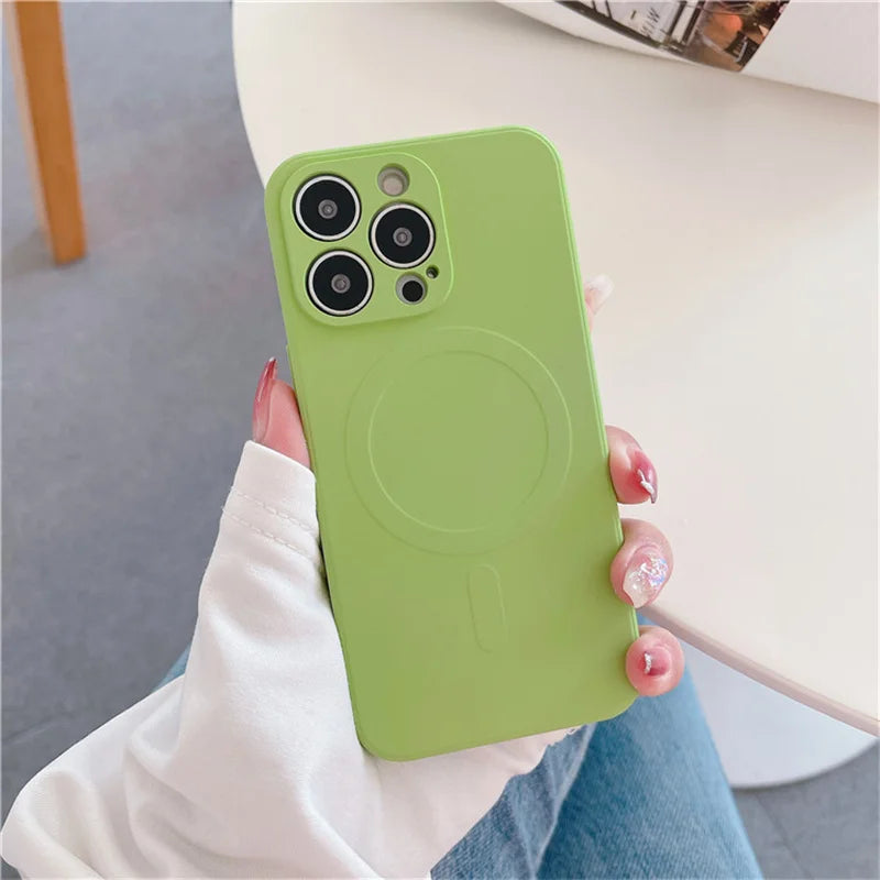 Magsafe Magnetic Wireless Charging Liquid Silicone Soft Case for iPhone
