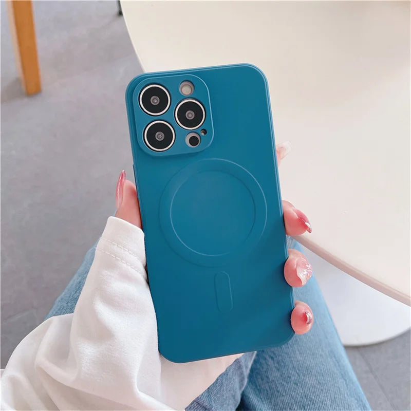 Magsafe Magnetic Wireless Charging Liquid Silicone Soft Case for iPhone