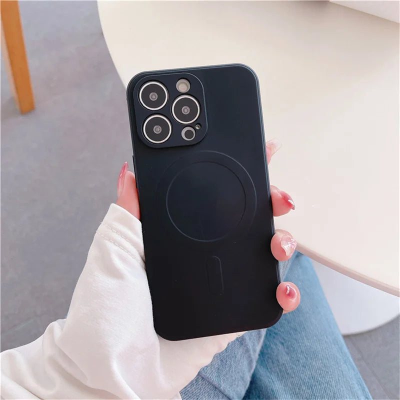 Magsafe Magnetic Wireless Charging Liquid Silicone Soft Case for iPhone