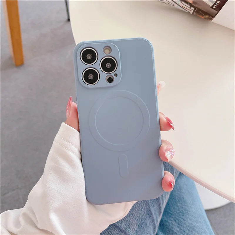 Magsafe Magnetic Wireless Charging Liquid Silicone Soft Case for iPhone