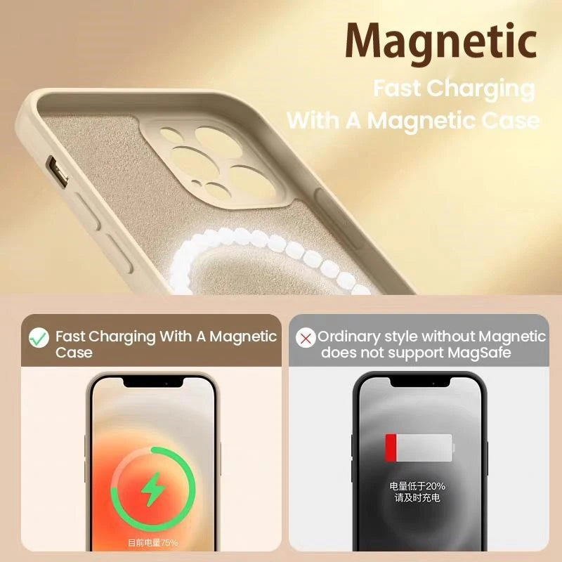 Magsafe Magnetic Wireless Charging Liquid Silicone Soft Case for iPhone